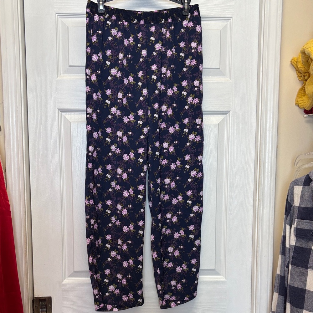 Banana Republic Navy Floral Satin Lounge Pants Small New